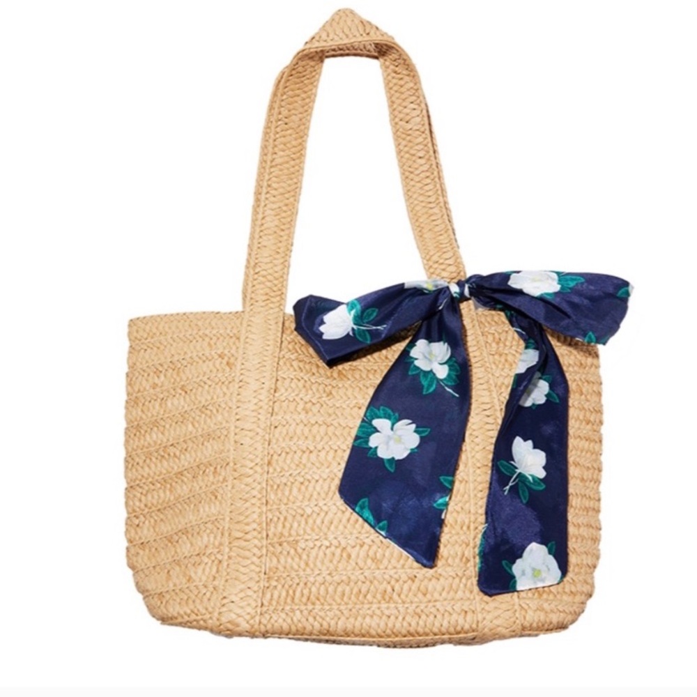 Draper James Straw Bag with Fabric Bow